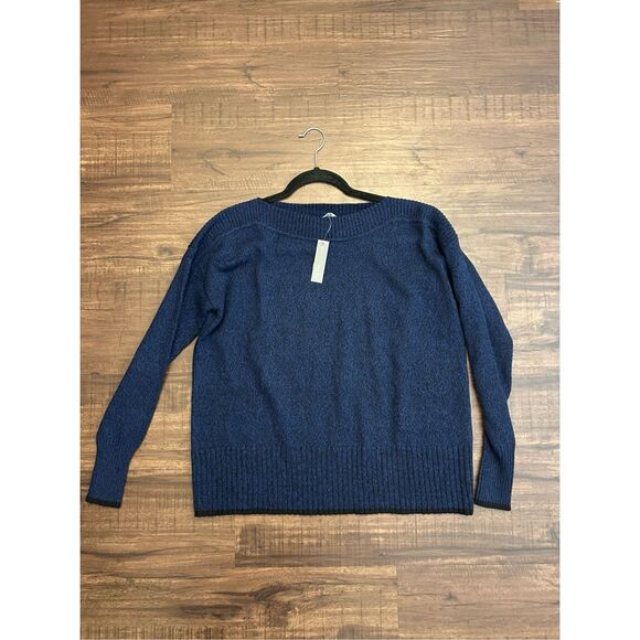 Elliott Lauren NWT Blue Marled Cotton Cashmere Blend Sweater, Sz Small, MP $145 - Picture 1 of 9